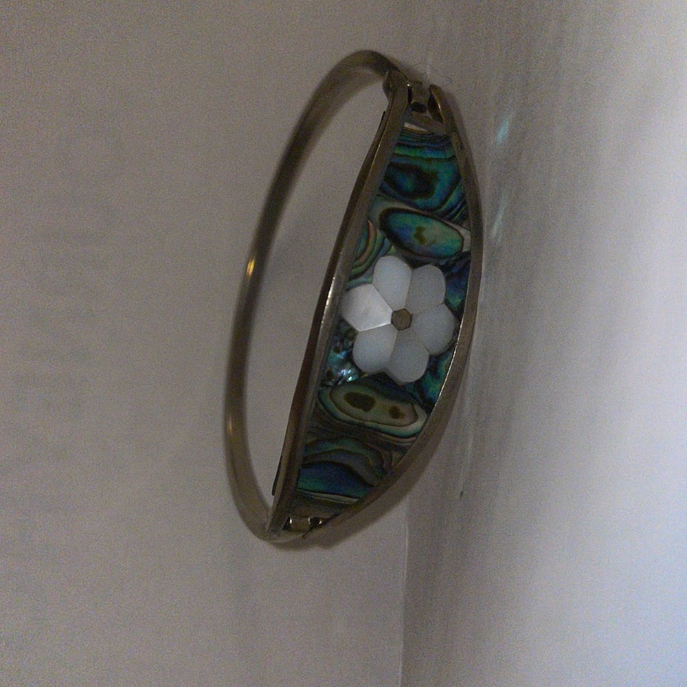 Vintage Alpaca Mexico inlay bracelet